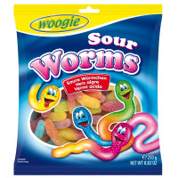 Woogie Sour Worms tarretiskommid 250g | Multum