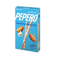 Lotte Pepero valge šokolaadi ja mandlitükkidega kaetud küpsisepulgad 32g | Multum