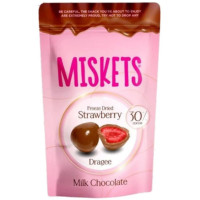 MISKETS Tumeda šokolaadi dražee külmkuivatatud maasikatega 80g | Multum