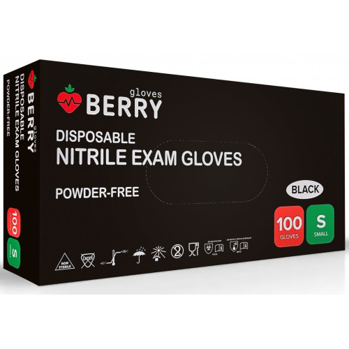 BERRY Nitriilkindad, puudrivaba N100, S, must 100 tk | Multum