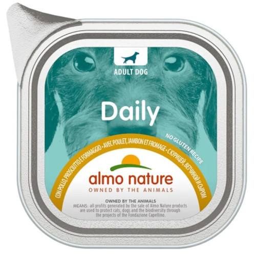ALMO NATURE Igapäevane märgtoit kana, singi ja juustuga koertele 100g | Multum