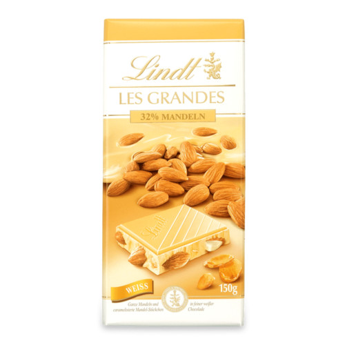 LINDT Les Grandes valge šokolaadi tahvel mandlitega 150g | Multum