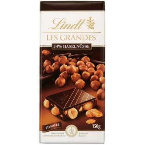 LINDT Les Grandes tume šokolaaditahvel tervete sarapuupähklitega 150g | Multum