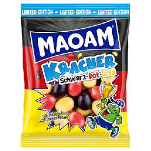 MAOAM Kracher Schwarz-Rot-Gold närimiskommid 200g | Multum