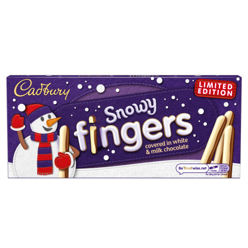 CADBURY Snowy Fingers küpsised valge ja piimašokolaadi glasuuriga 115g | Multum