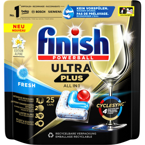 FINISH Ultra Plus Fresh Kõik 1 nõudepesukapslis 25tk | Multum