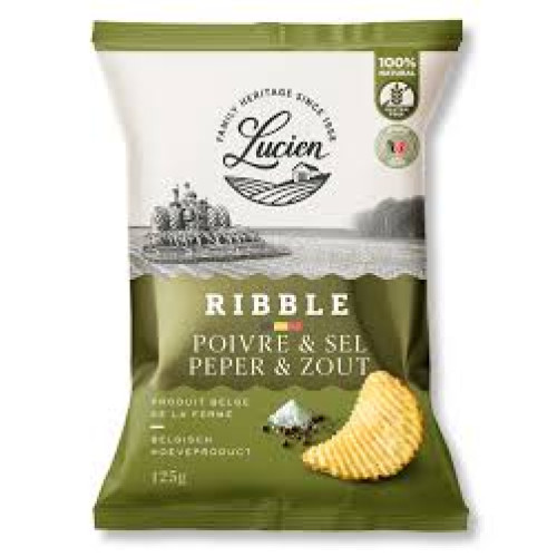 Lucien Ribble kartulikrõpsud, ribilised pipra ja soolaga 125g | Multum