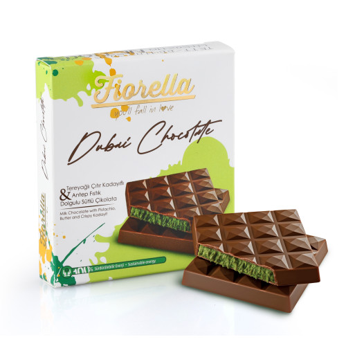 FIORELLA Dubai Šokolaadipiimašokolaad pistaatsiapähkli, või ja Kadayif täidisega 60g | Multum