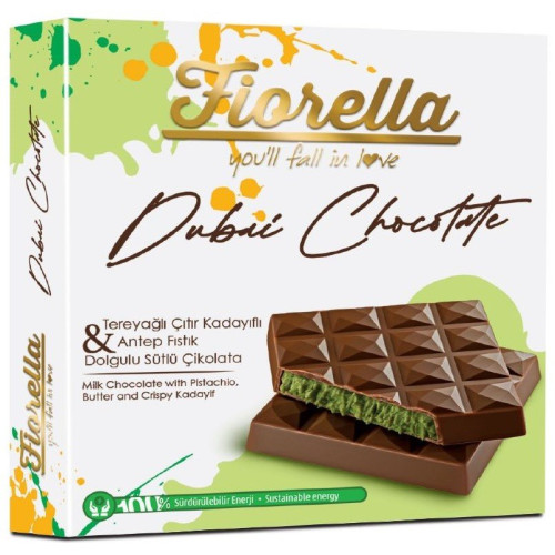 FIORELLA Dubai Šokolaadipiimašokolaad pistaatsiapähkli, või ja Kadayif täidisega 60g | Multum