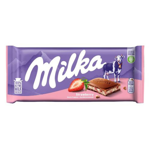 MILKA piimašokolaaditahvel maasikajogurtikreemiga 100g | Multum
