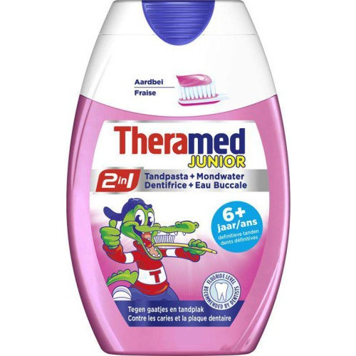 THERAMED 2in1 Junior maasikamaitseline hambapasta (alates 6+ aastast) 75ml | Multum
