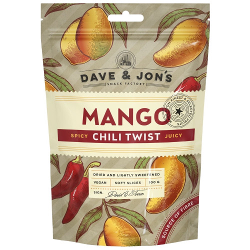 DAVE & JON'S Mango vürtsikas tšilli twist, kuivatatud 100g | Multum