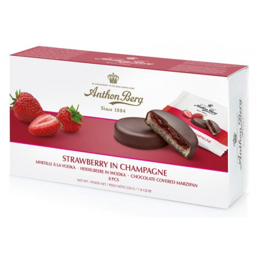 Anthon Berg Strawberry In Champagne šokolaadikommid - maasikad šampanjas 220g | Multum