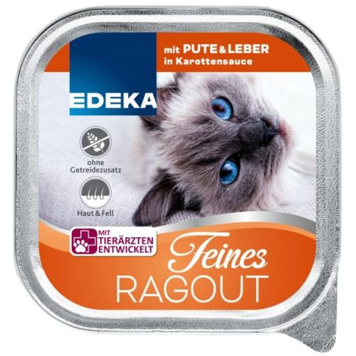 Edeka Feines Ragout toit kassidele kalkuni ja maksaga porgandikastmes 100g | Multum