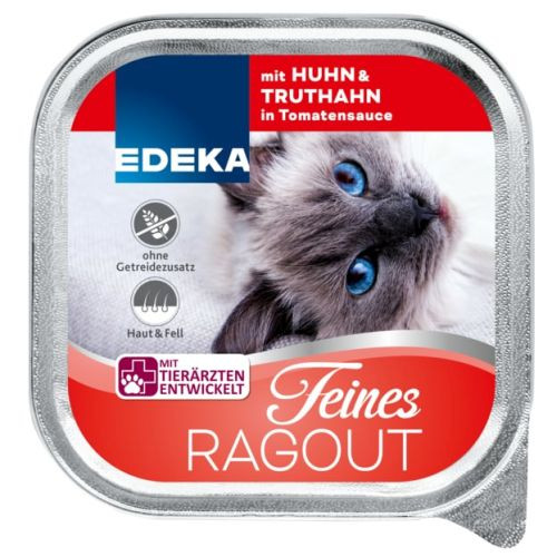 Edeka Feines Ragout toit kassidele kana ja kalkunilihaga tomatikastmes 100g | Multum