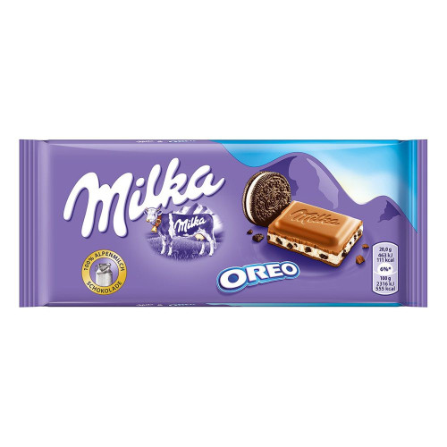 Milka Oreo piimašokolaad Oreo küpsiste tükkidega 100g | Multum